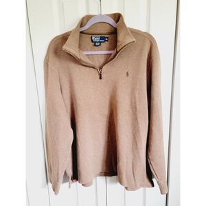 Polo Ralph Lauren Men's‎ XL Vintage Sweater Brown Logo 1/4 Zip LS Cotton